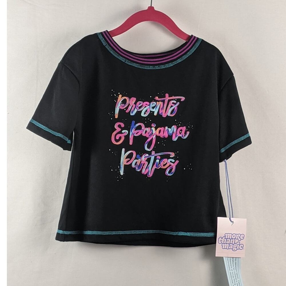 More Than Magic Party Print Pajama Top Black Small Sleepwear‎ Birthday S 6/6X